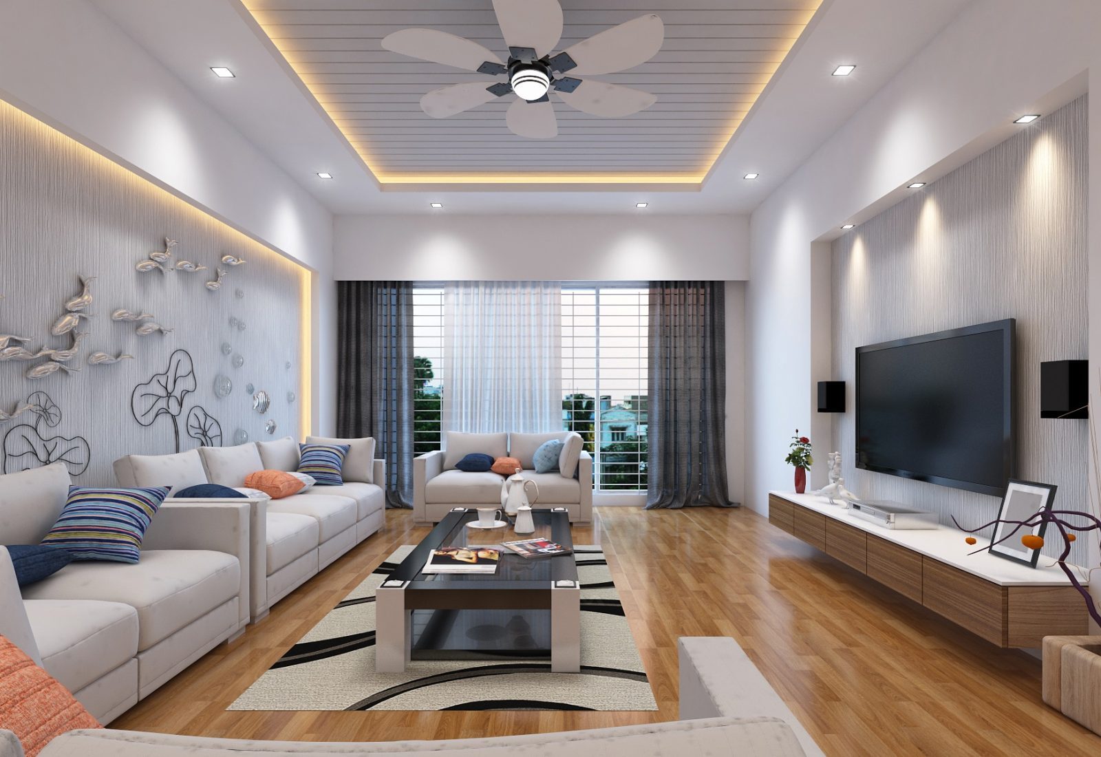 Living Room and Hospitality Interior Rendering